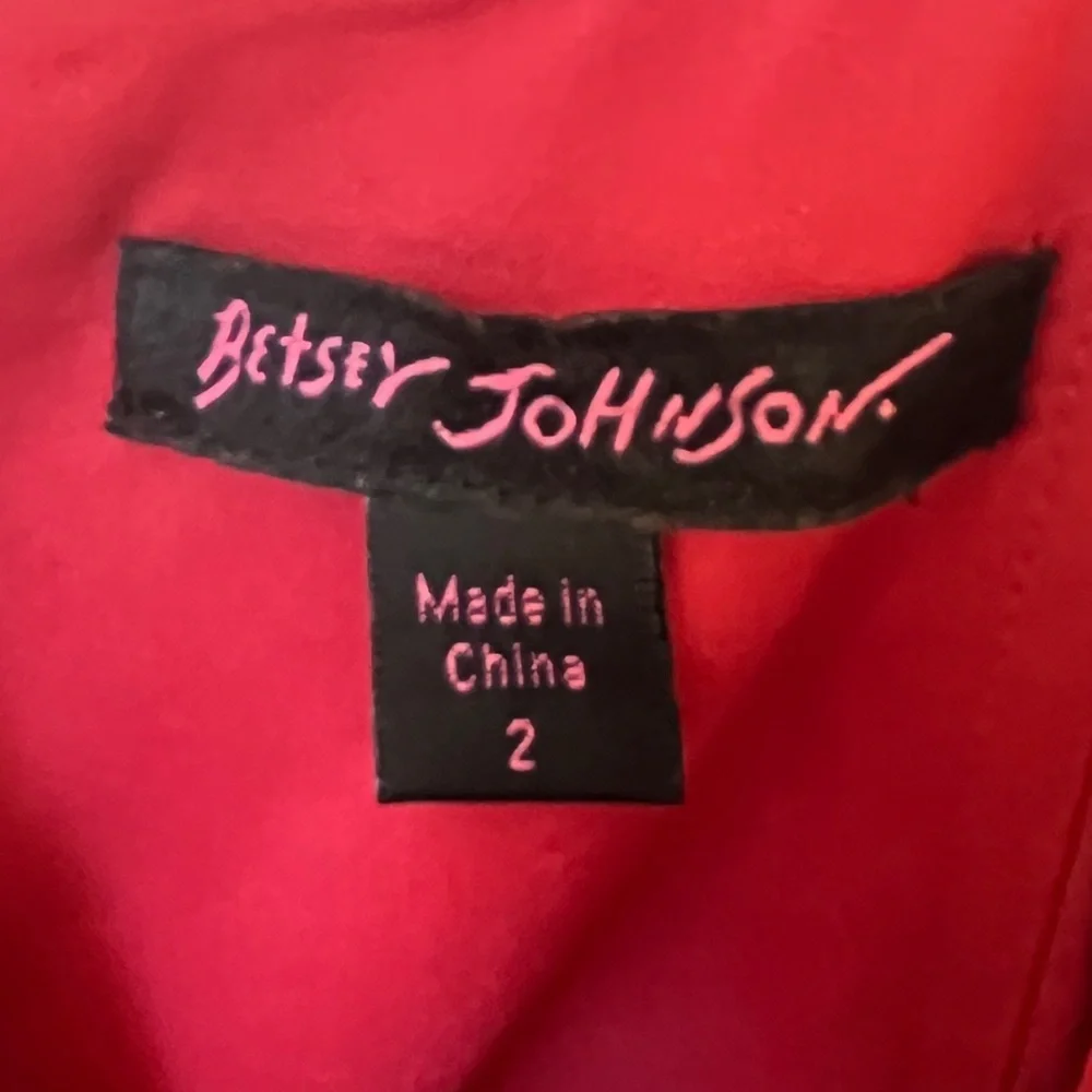 Betsey Johnson 95% Silk Ruched Mini Vintage Dress in Red - Picture 4 of 16